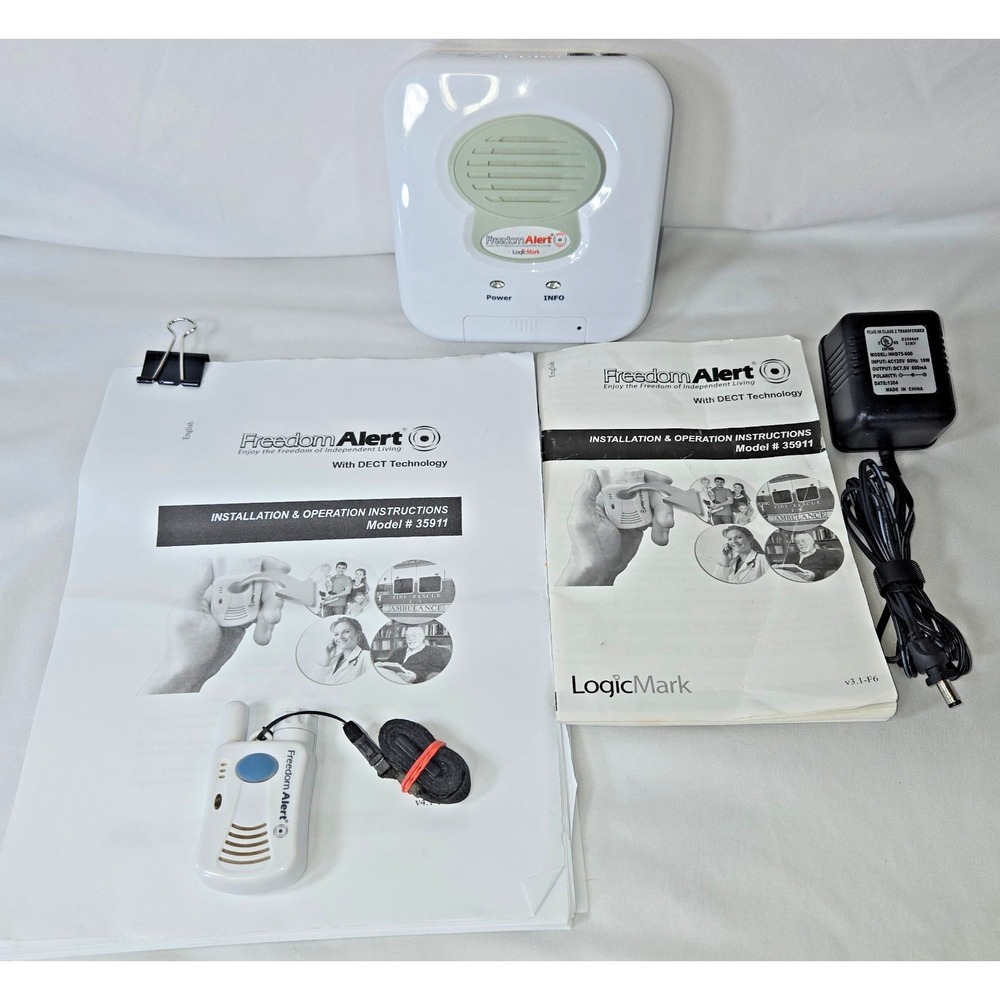 LogicMark 35911 Freedom Alert Emergency System Hub Pendant Manual No Holsters